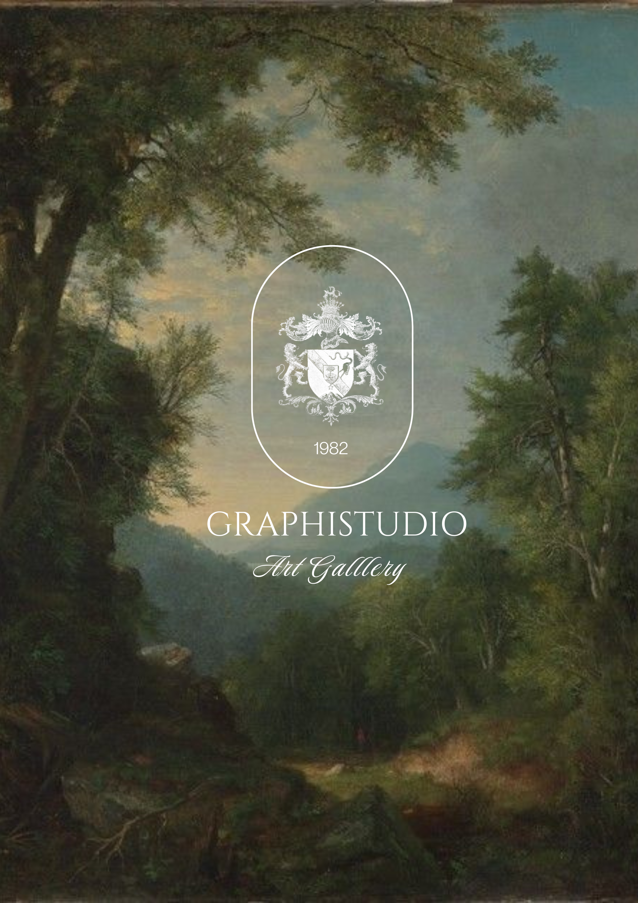 Castle Ceconi Art Gallery identity over a historic landscape